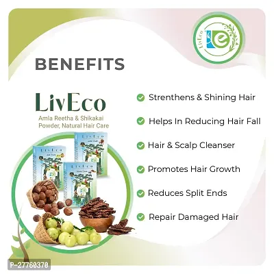 LivEco Amla Reetha Shikakai Powder For Hair Growth | DIY Organic Herbal Hair Mask 300gms-thumb3