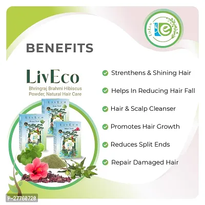 LivEco Bhringraj Brahmi Hibiscus Powder For Hair Growth | DIY Organic Herbal Hair Mask 600gms-thumb2