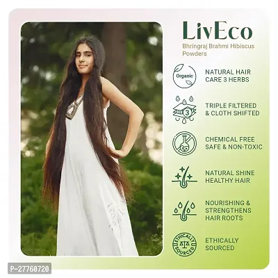 LivEco Bhringraj Brahmi Hibiscus Powder For Hair Growth | DIY Organic Herbal Hair Mask 600gms-thumb3