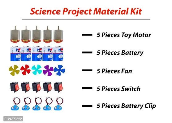 School Science Project DC Motor kit(5PCS MOTOR+5PCS BATTERY+5PCS FAN+5PCS SWITCH+5PCS BATTERY CLIP)25 Item Loose in one Pack-thumb2