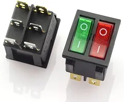 SYMFONIA 2 Pieces ON/Off DPDT Boat Rocker Switch with Light for Car Dash Dashboard Truck Home Toggle Switch Snap 16A 250V, 20A 125V 6Pin 2 Position Red  Green Button-thumb1