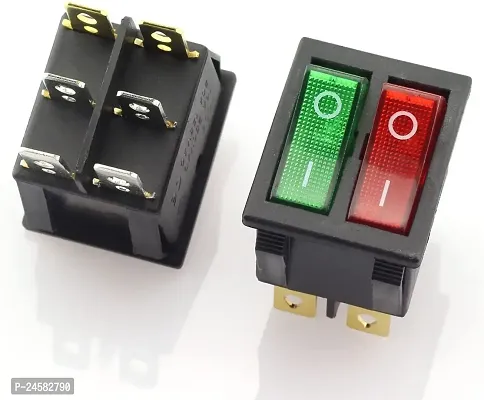 SYMFONIA 2 Pieces ON/Off DPDT Boat Rocker Switch with Light for Car Dash Dashboard Truck Home Toggle Switch Snap 16A 250V, 20A 125V 6Pin 2 Position Red  Green Button-thumb2