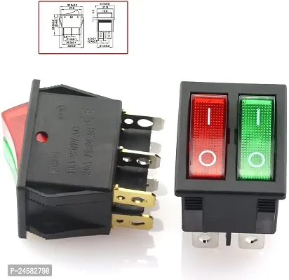 SYMFONIA 2 Pieces ON/Off DPDT Boat Rocker Switch with Light for Car Dash Dashboard Truck Home Toggle Switch Snap 16A 250V, 20A 125V 6Pin 2 Position Red  Green Button-thumb3