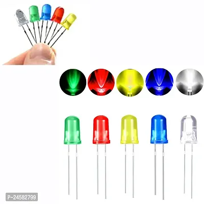 SYMFONIA 5mm LED Diodes, Round Head DIY Electronic Component, Low Voltage Diffused Diode for DIY PCB Circuit, Indicator Lights, Science Project Experiment (50 pieces, Multicolor)-thumb2