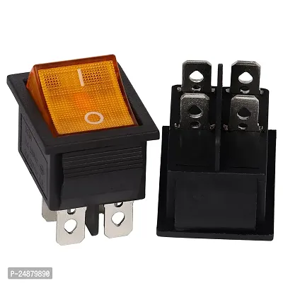 SYMFONIA Heavy-duty DPST 4 Pins ON/Off AC Rocker YELLOW Switch with Indicator Lights 16 A Two Way-thumb0