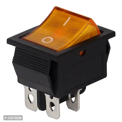 SYMFONIA Heavy-duty DPST 4 Pins ON/Off AC Rocker YELLOW Switch with Indicator Lights 16 A Two Way-thumb2