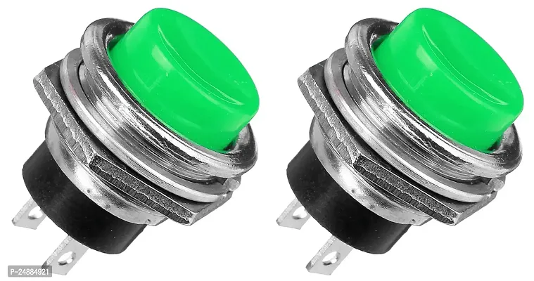 SYMFONIA 2Pin 3Amp Momentary Green Push Button Switch Panel Mount Push Button Horn Switch