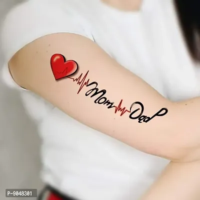 Heart with Mom and Dad Tattoo Temporary Body Waterproof Boy and Girl Tattoo-thumb0