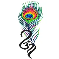 Temporary Tattoowala Peacock Feather with Om Tattoo Temporary Body Waterproof Boy and Girl Tattoo-thumb1