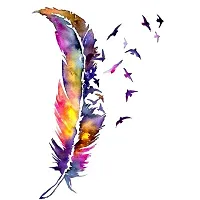 Watercolor Feather Men and Women Temporary Body Tattoo-thumb1