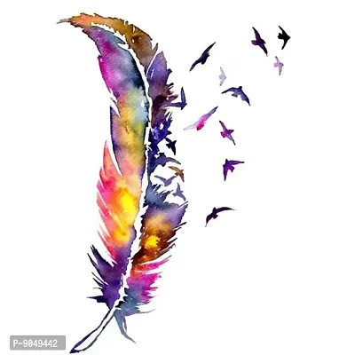 Watercolor Feather Men and Women Temporary Body Tattoo-thumb2