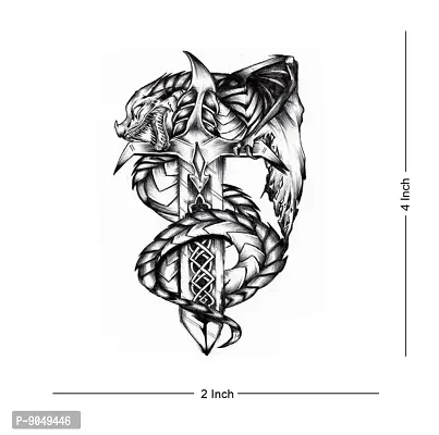 Dragon Sword Tattoo Waterproof Male and Female Temporary Body Tattoo-thumb3