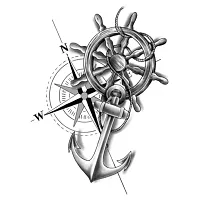 Wheel Anchor Tattoo Waterproof Boys and Girls Temporary Body Tattoo-thumb1