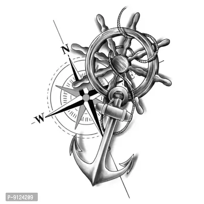 Wheel Anchor Tattoo Waterproof Boys and Girls Temporary Body Tattoo-thumb2