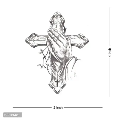 Jesus Prayer On The Cross Body Tattoo Waterproof Male and Female Temporary Body Tattoo-thumb3