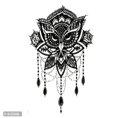 Lotus Owl Birds Tattoo Waterproof Male and Female Temporary Body Tattoo-thumb2