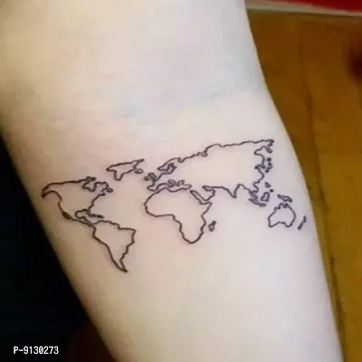 World map Temporary Body Tattoo Waterproof For Girls Men Women-thumb0