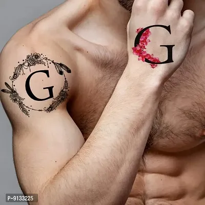 Name G Letter Tattoo Alphabet Two Design Body Temporary Tattoo Waterproof For Girls Men Women-thumb0