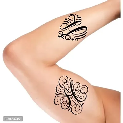 Name H Letter Tattoo Alphabet Two Design Body Temporary Tattoo Waterproof For Girls Men Women-thumb0