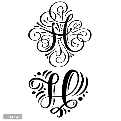 Name H Letter Tattoo Alphabet Two Design Body Temporary Tattoo Waterproof For Girls Men Women-thumb2