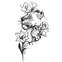 Temporary Tattoowala Tiger and Flower Men and Women Waterproof Temporary Body Tattoo-thumb1