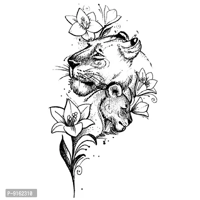 Temporary Tattoowala Tiger and Flower Men and Women Waterproof Temporary Body Tattoo-thumb2