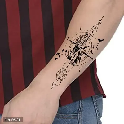 Temporary Tattoowala Compass with Family Men and Women Waterproof Temporary Body Tattoo-thumb0