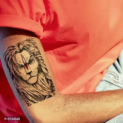 Temporary Tattoowala Hanuman Ji with Tiger Tattoo Men and Women Waterproof Temporary Body Tattoo-thumb0