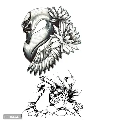 Temporary Tattoowala Duck Sketch Black For Waterproof Men and Women Temporary Body Tattoo-thumb2