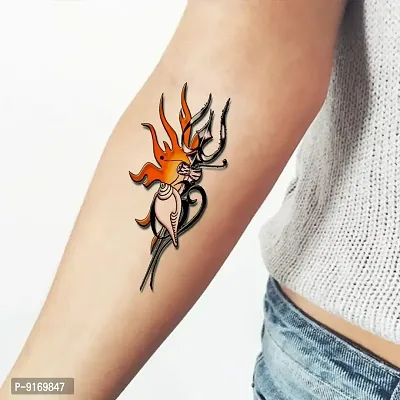 Trishul With Shank Tattoo Waterproof Men and Women Temporary Body Tattoo