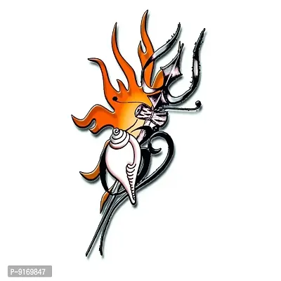 Trishul With Shank Tattoo Waterproof Men and Women Temporary Body Tattoo-thumb2