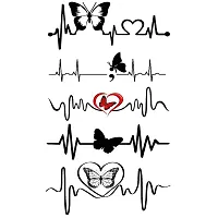 Temporary Tattoowala Butterfly Heart Beat Tattoo Waterproof Men and Women Temporary Body Tattoo-thumb1