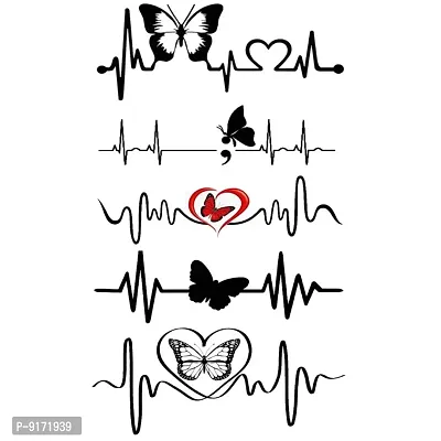 Temporary Tattoowala Butterfly Heart Beat Tattoo Waterproof Men and Women Temporary Body Tattoo-thumb2