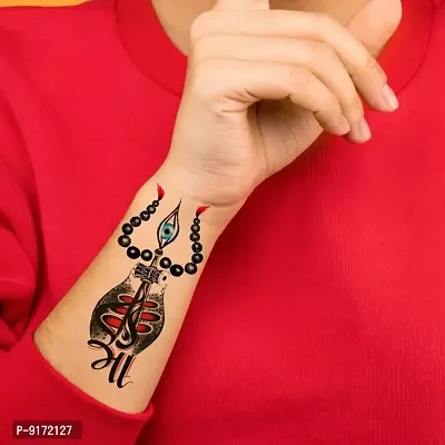 Temporary Tattoowala Shiv Trishul with Damru Maa Tattoo Waterproof Men and Women Temporary Body Tattoo