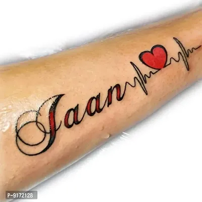 Jaan with Heart Tattoo Waterproof Men and Women Temporary Body Tattoo-thumb0