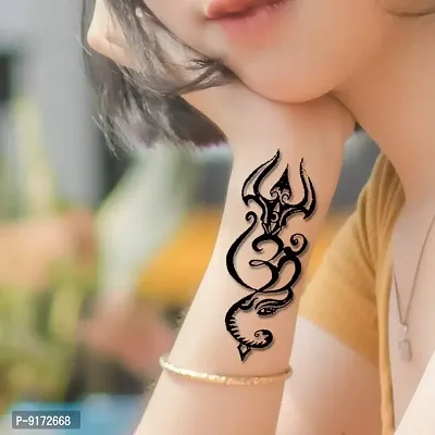 Trishul with Om Men and Women Waterproof Temporary Body Tattoo-thumb0