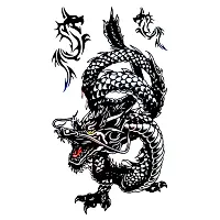 Tribal Black Fire Dragon Wings Design Temporary Waterproof Tattoo For Men and Women-thumb1