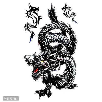 Tribal Black Fire Dragon Wings Design Temporary Waterproof Tattoo For Men and Women-thumb2