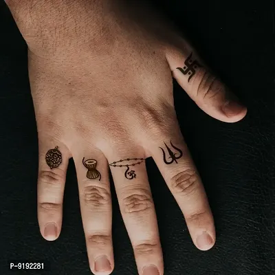 Ring with Dmru Tattoo Om and Rudraksh Temporary Body Tattoo-thumb0
