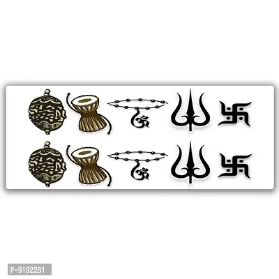 Ring with Dmru Tattoo Om and Rudraksh Temporary Body Tattoo-thumb2