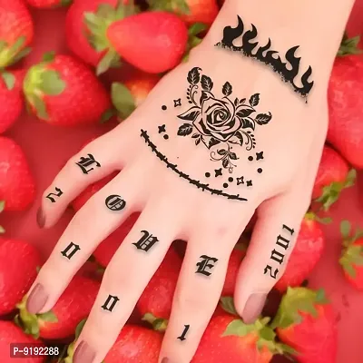 Finger Tattoo Flowers with Fire Tattoo Alphabet Temporary Body Tattoo For Girls Boys-thumb0