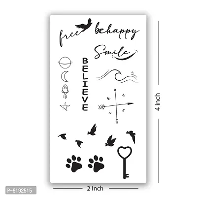 Birds, Believe,Smile, Happy Tattoo Waterproof For Girls Boys Temporary Body Tattoo-thumb3