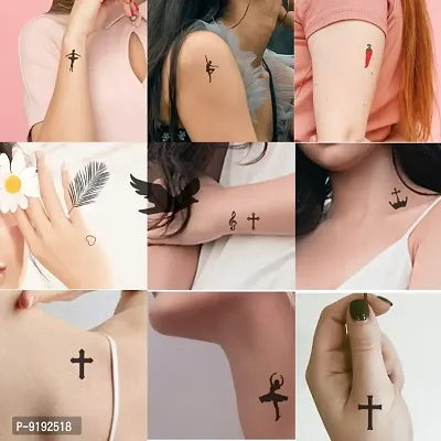 Cross,Crown,Girl,Feather,Dance, Tattoo Waterproof For Girls Boys Temporary Body Tattoo