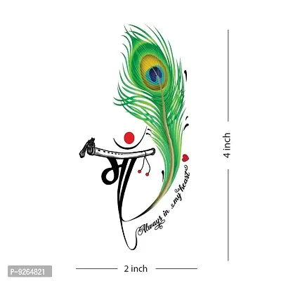 Maa Always in my Heart Peacock feather Temporary Tattoo Waterproof For Male and Female Temporary Body Tattoo-thumb4
