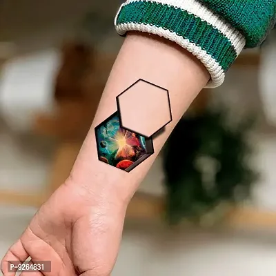 Planet In Hexagon Temporary Tattoo Waterproof For Male and Female Temporary Body Tattoo