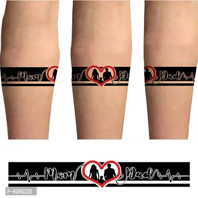 Mom Dad Hand Band Heart Design Temporary Tattoo Round For Men Woman and-thumb0