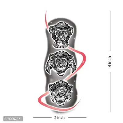 No Bad Say and Hear and Seen Monkey Temporary Tattoo Waterproof For Boys and Girls Temporary Body Tattoo-thumb2