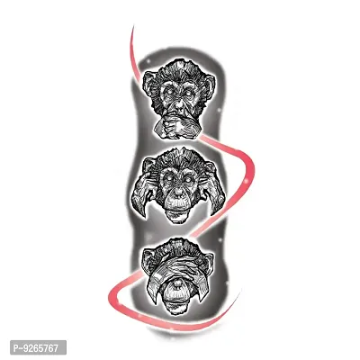 No Bad Say and Hear and Seen Monkey Temporary Tattoo Waterproof For Boys and Girls Temporary Body Tattoo-thumb3