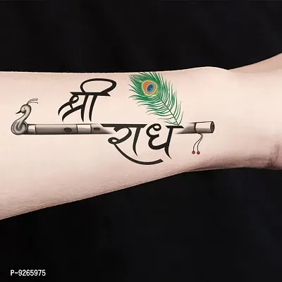 Shri Radhe with Krishna Flute Temporary Tattoo Waterproof For Boys and Girls Temporary Body Tattoo