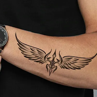 Wings with Trishul Tattoo God Waterproof Men and Women Temporary Tattoo-thumb0